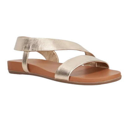 Gold - Front - Dune London Womens-Ladies Lucina Leather Flat Sandals
