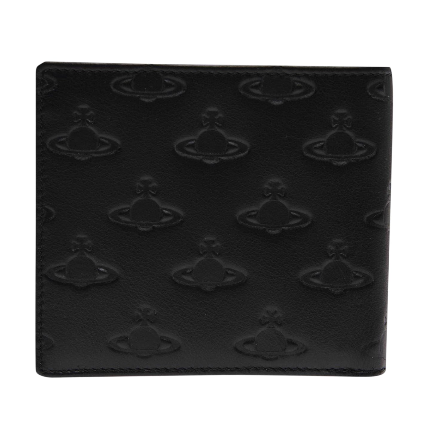 Black - Back - Vivienne Westwood Saturn Orb Embossed Leather Wallet