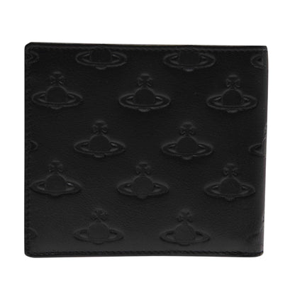 Black - Back - Vivienne Westwood Saturn Orb Embossed Leather Wallet