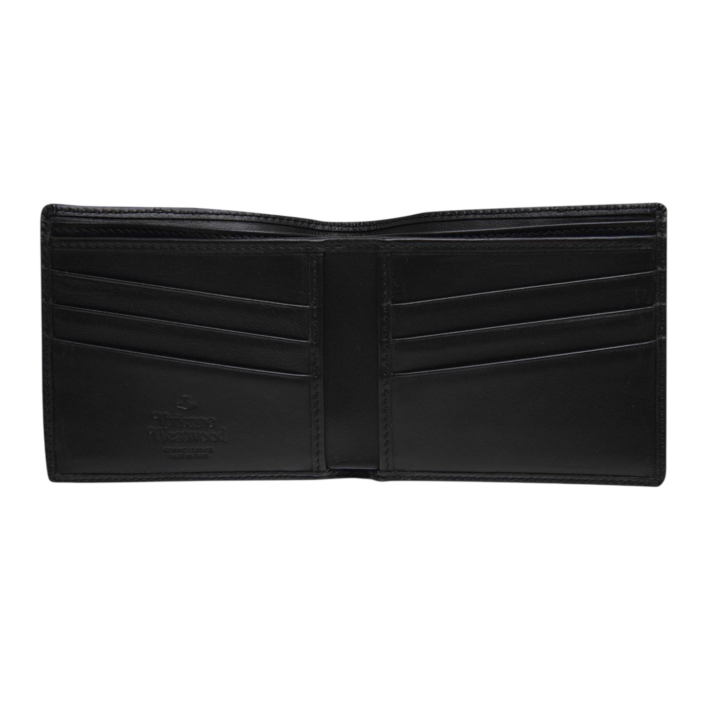 Black - Side - Vivienne Westwood Saturn Orb Embossed Leather Wallet