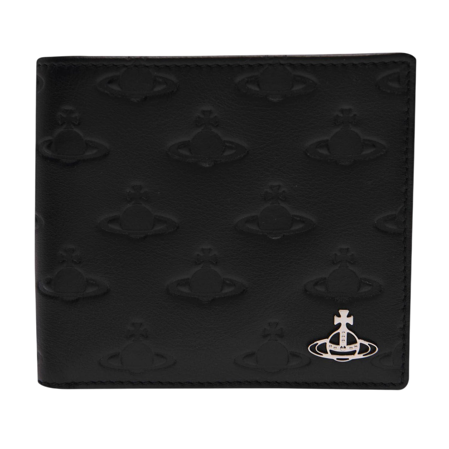 Black - Front - Vivienne Westwood Saturn Orb Embossed Leather Wallet