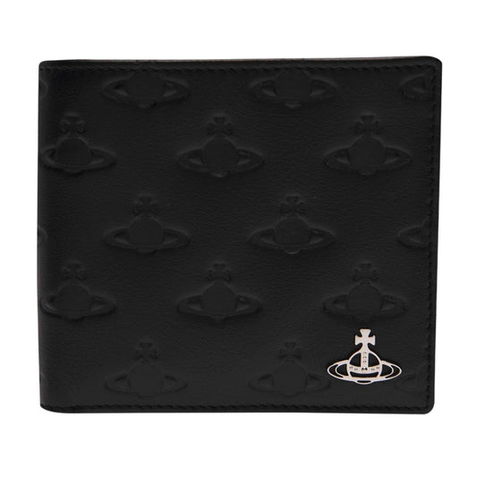 Black - Front - Vivienne Westwood Saturn Orb Embossed Leather Wallet