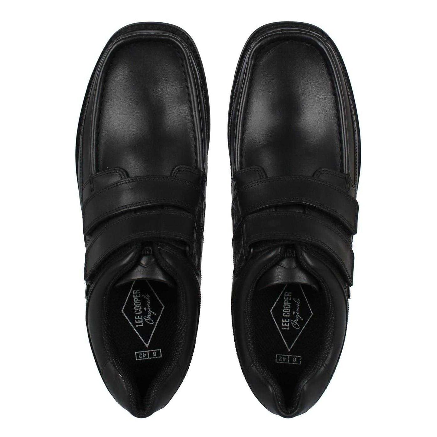 Black - Pack Shot - Lee Cooper Mens Harrow Leather Hook and Loop Shoes
