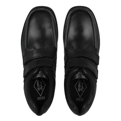Black - Pack Shot - Lee Cooper Mens Harrow Leather Hook and Loop Shoes
