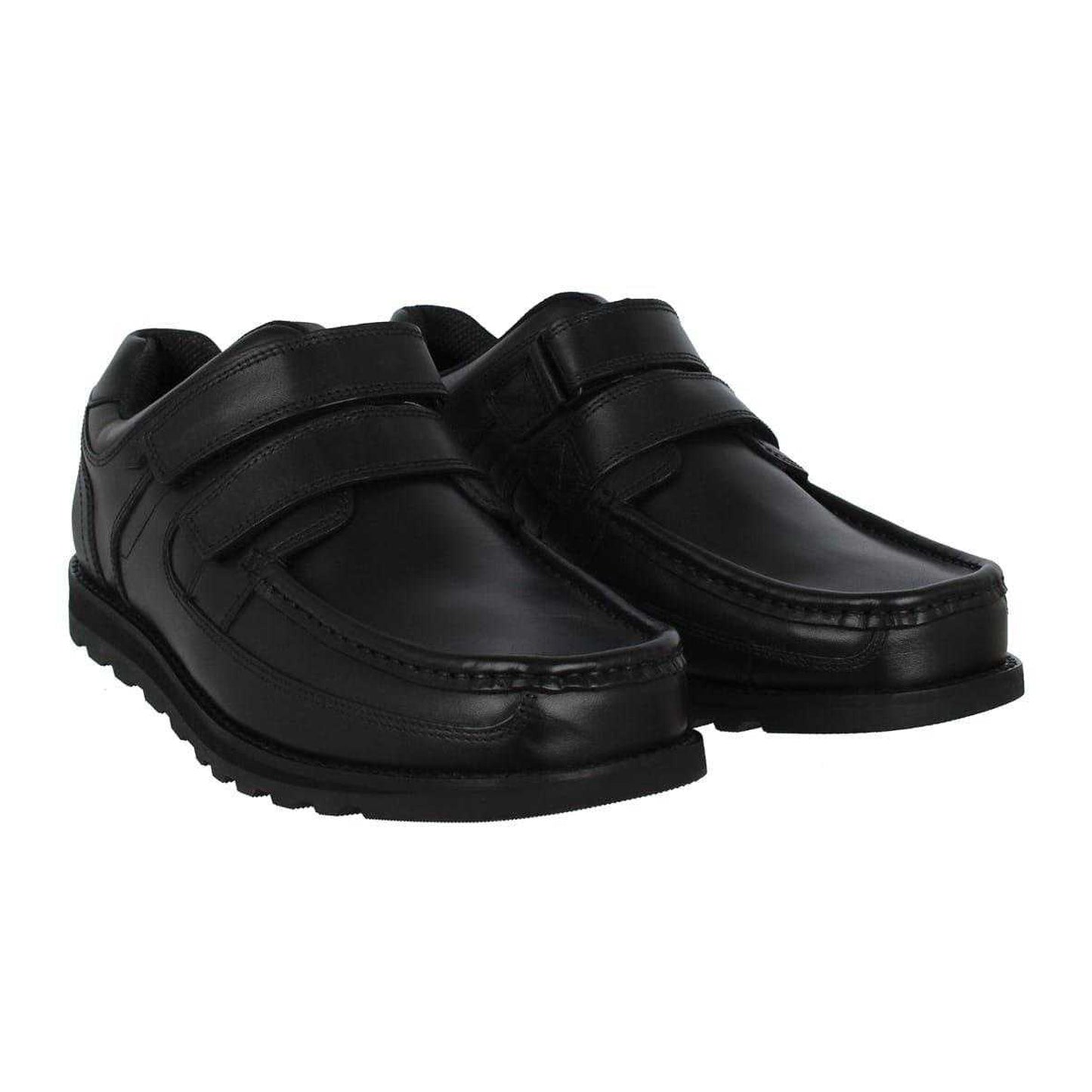 Black - Front - Lee Cooper Mens Harrow Leather Hook and Loop Shoes