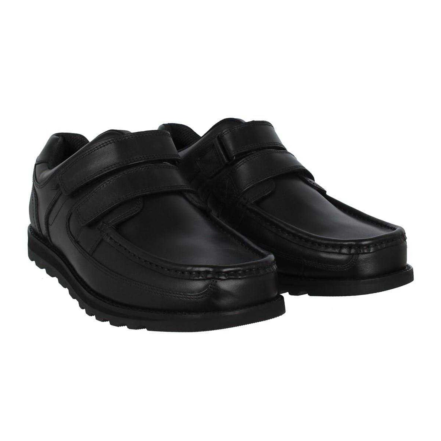Black - Front - Lee Cooper Mens Harrow Leather Hook and Loop Shoes
