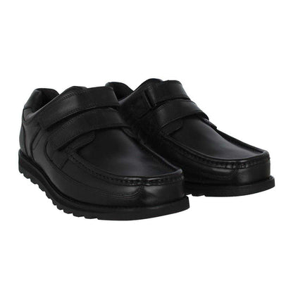 Black - Front - Lee Cooper Mens Harrow Leather Hook and Loop Shoes