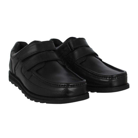 Black - Front - Lee Cooper Mens Harrow Leather Hook and Loop Shoes