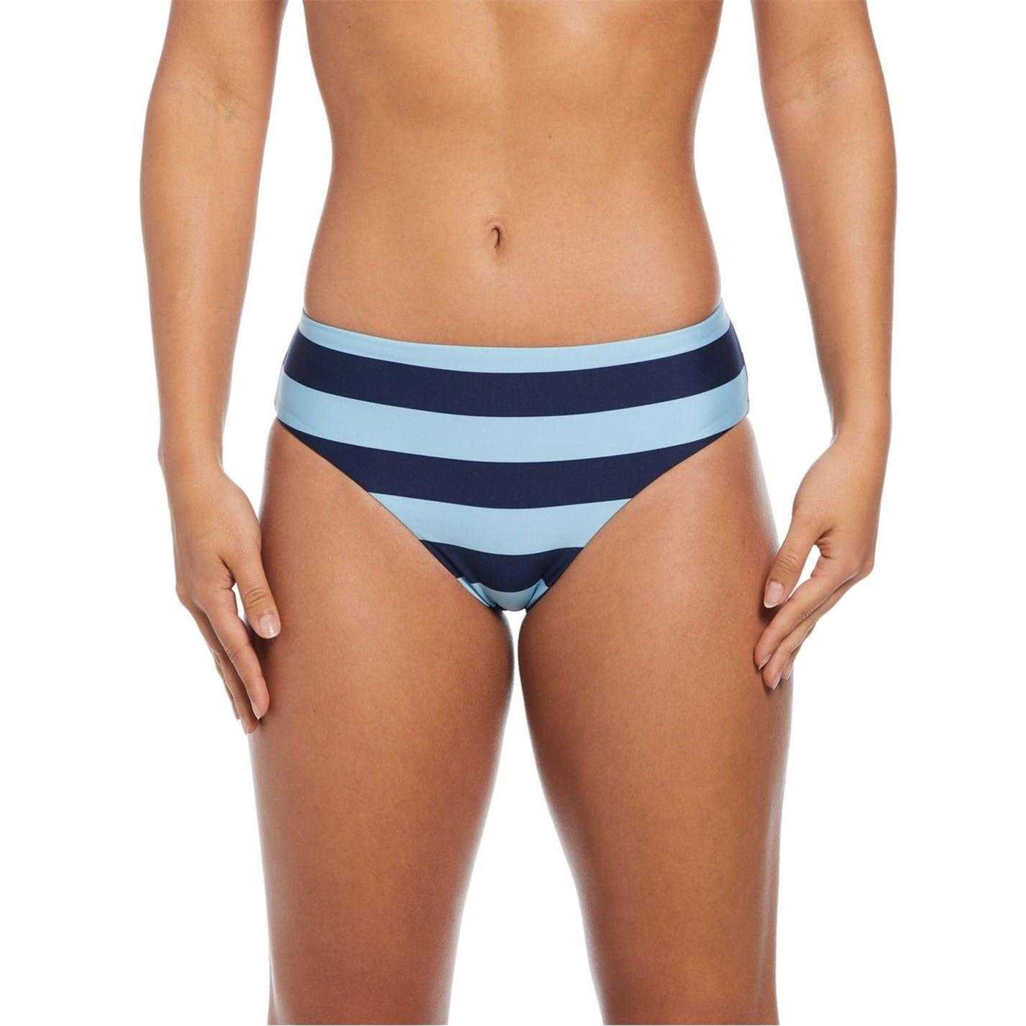 Midnight Navy - Front - Nike Womens-Ladies Horizontal Stripe Bikini Bottoms