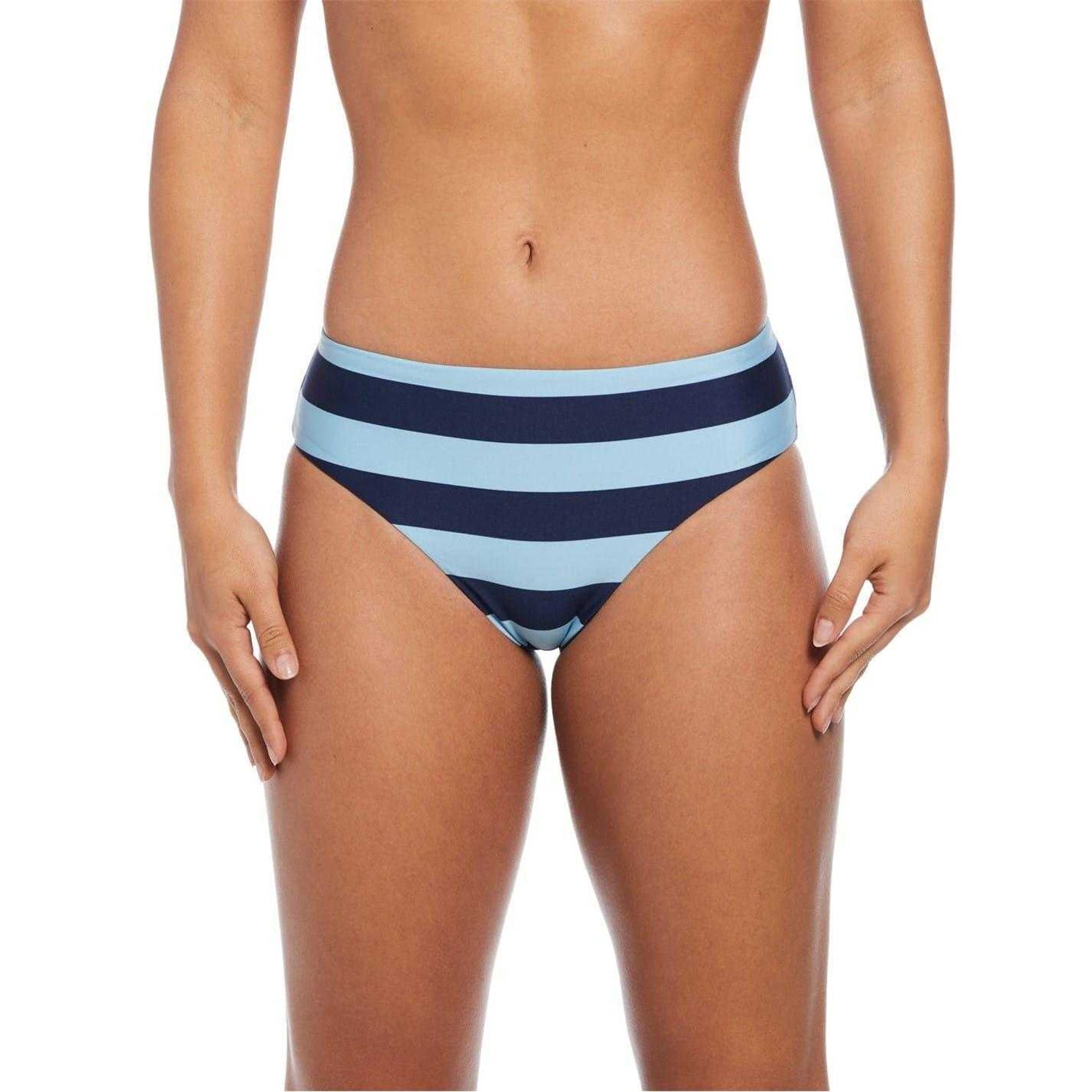 Midnight Navy - Front - Nike Womens-Ladies Horizontal Stripe Bikini Bottoms