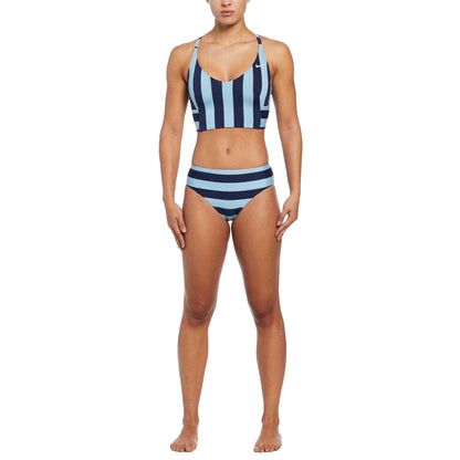 Midnight Navy - Side - Nike Womens-Ladies Horizontal Stripe Bikini Bottoms