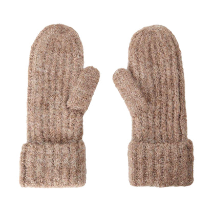 Taupe - Back - Ralph Lauren Womens-Ladies Leather Embroidered Logo Mittens