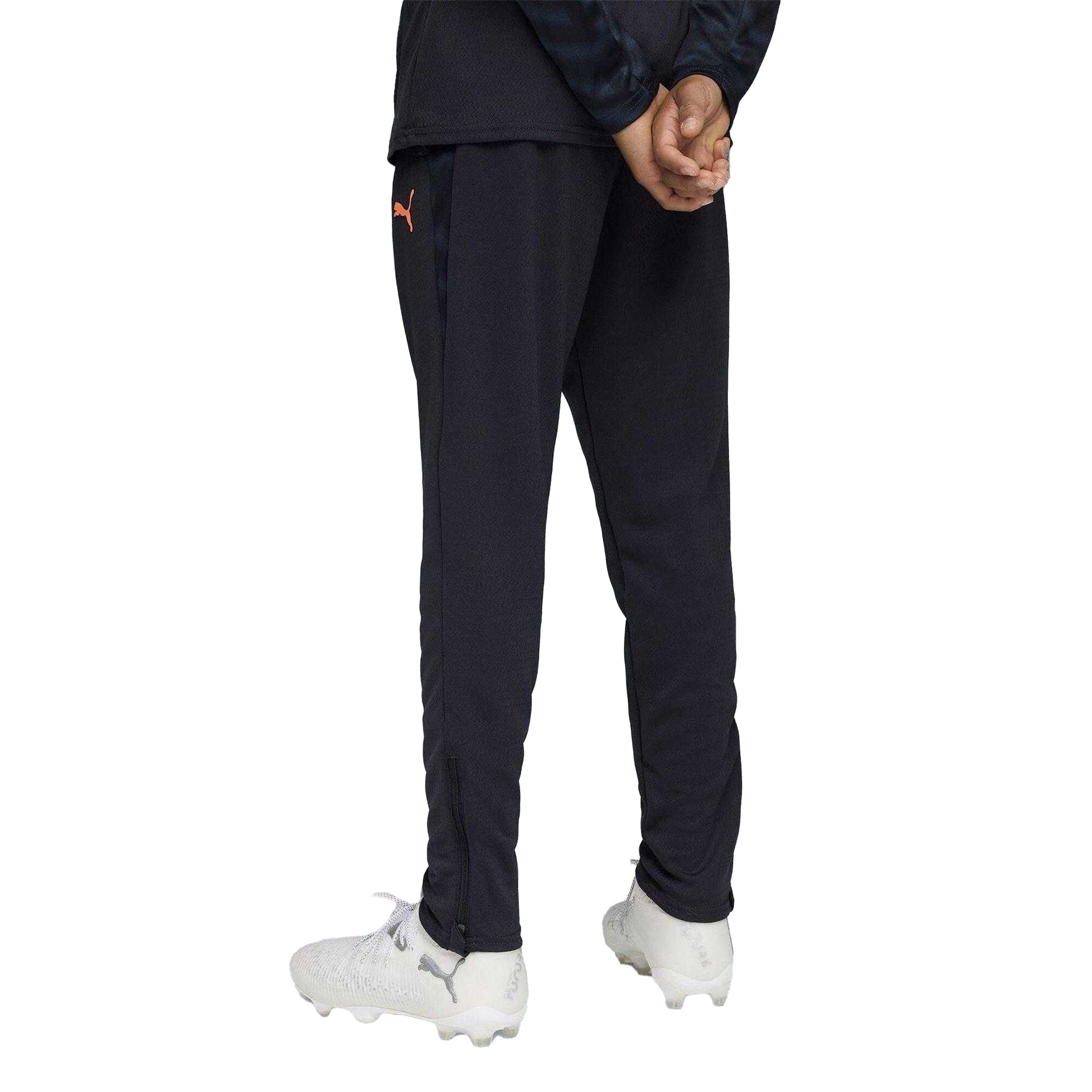 Navy-Orange - Close up - Puma Childrens-Kids IndividualCUP Tracksuit Bottoms