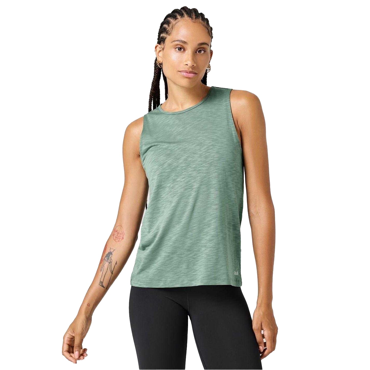 Dusty Green - Side - Casall Womens-Ladies Soft Crew Neck Regular Tank Top