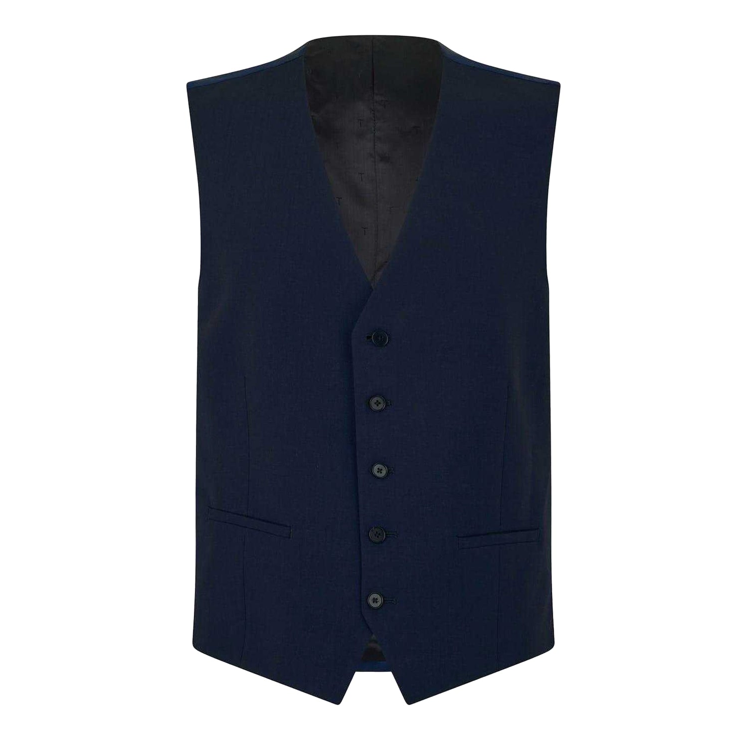 Navy - Front - Ted Baker Mens Panama Slim Waistcoat