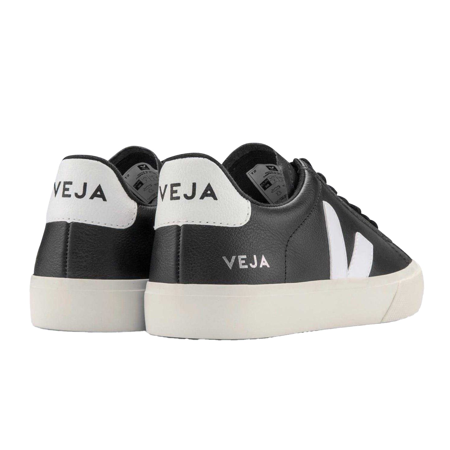 Black-White - Back - Veja Unisex Adult Campo Leather Trainers