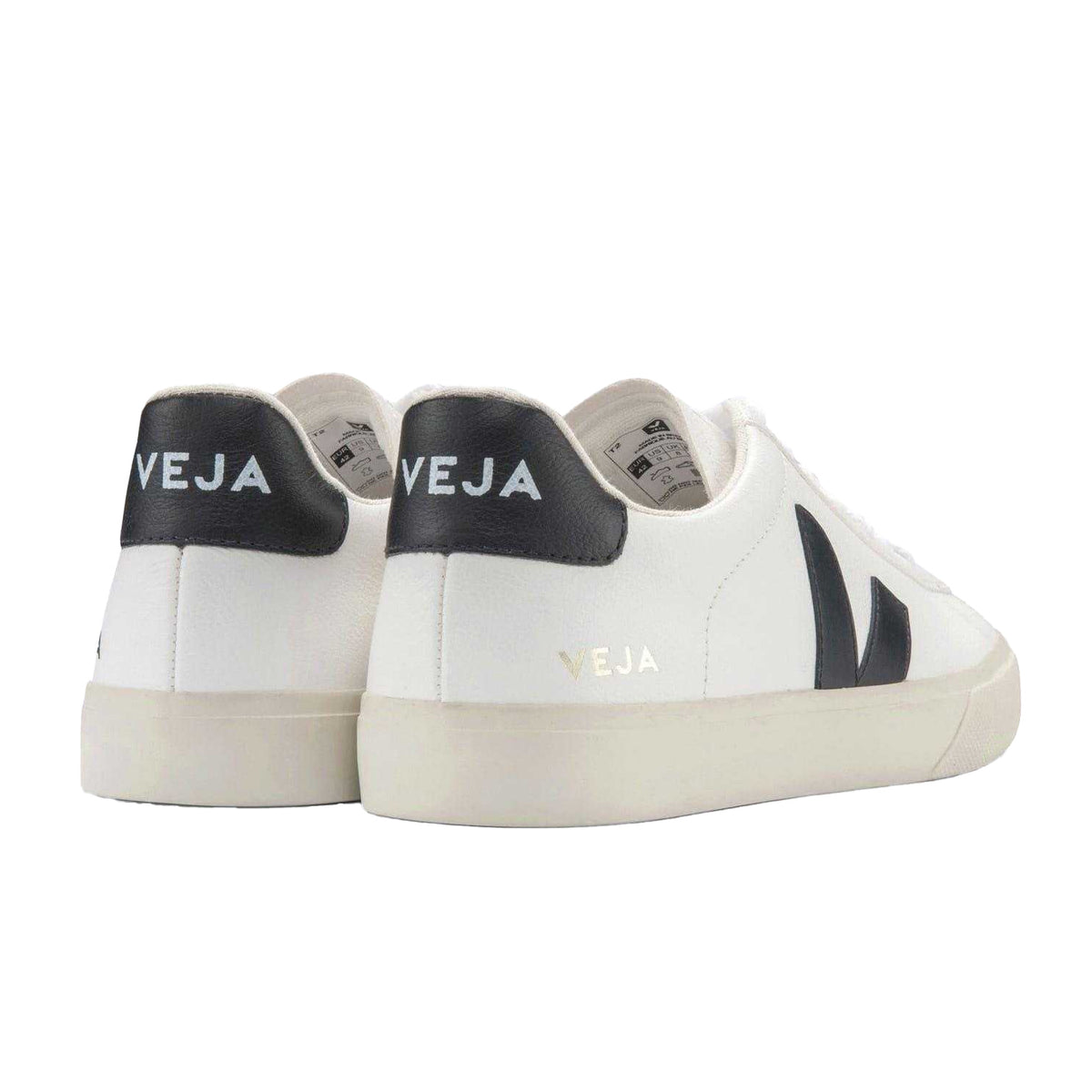 White-Black - Back - Veja Unisex Adult Campo Leather Trainers