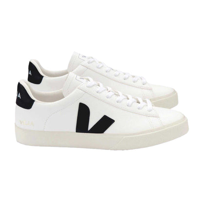 White-Black - Side - Veja Unisex Adult Campo Leather Trainers