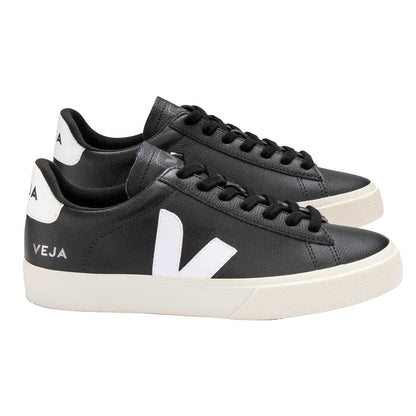 Black-White - Side - Veja Unisex Adult Campo Leather Trainers