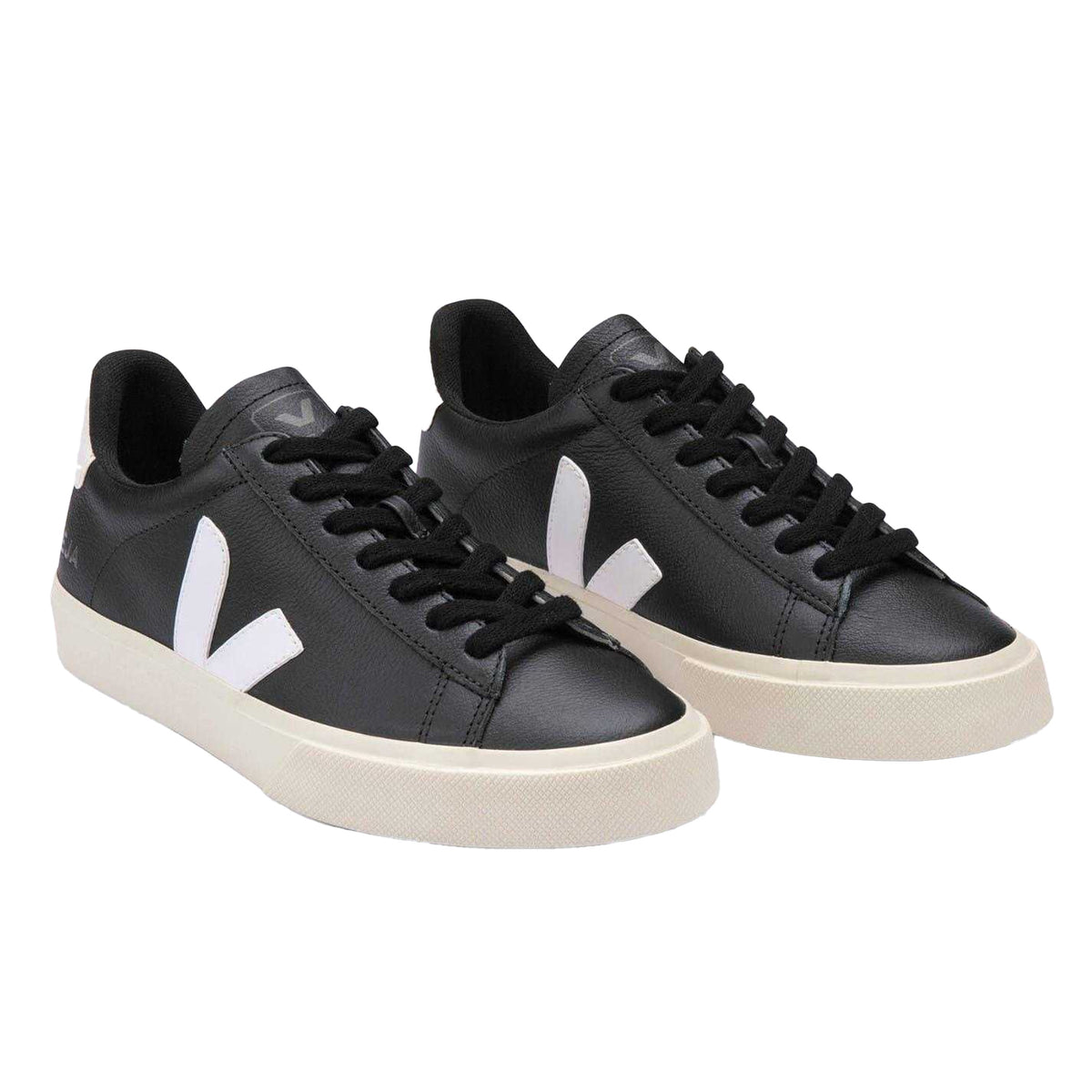 Black-White - Lifestyle - Veja Unisex Adult Campo Leather Trainers