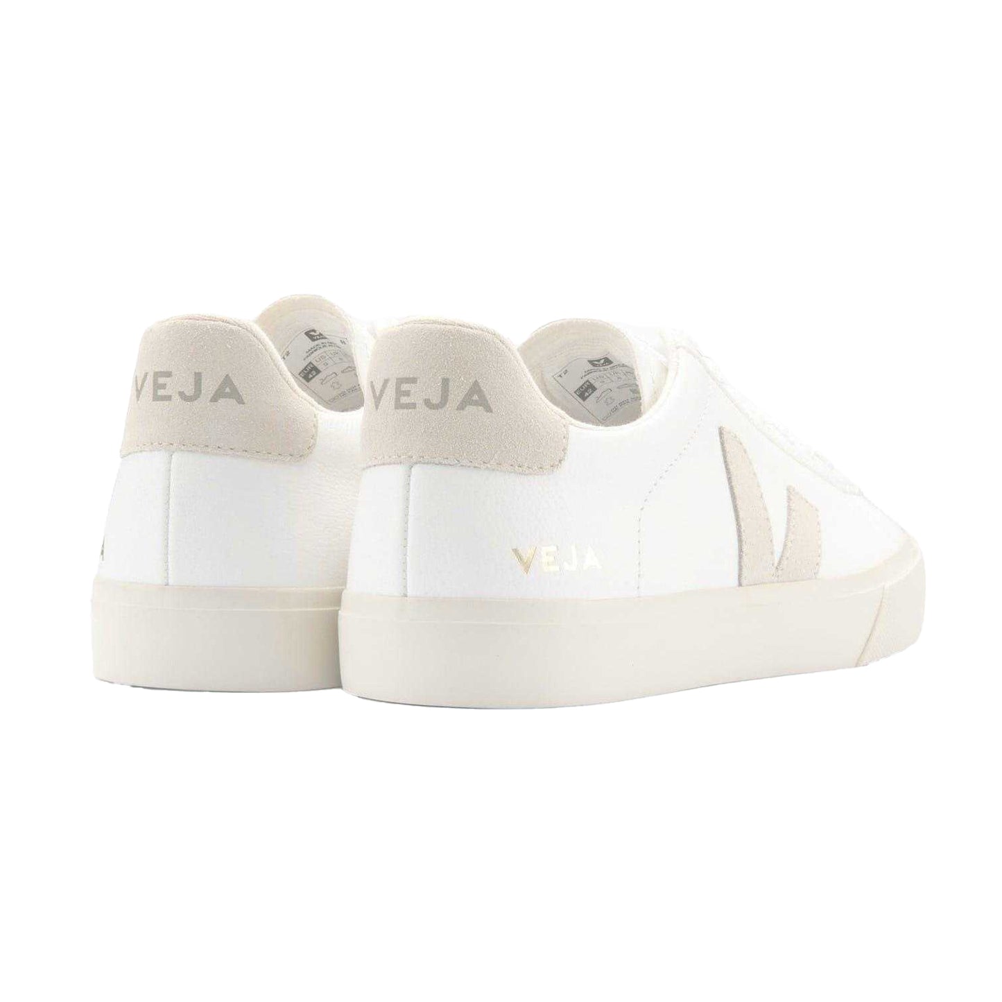 White-Natural - Back - Veja Unisex Adult Campo Leather Trainers