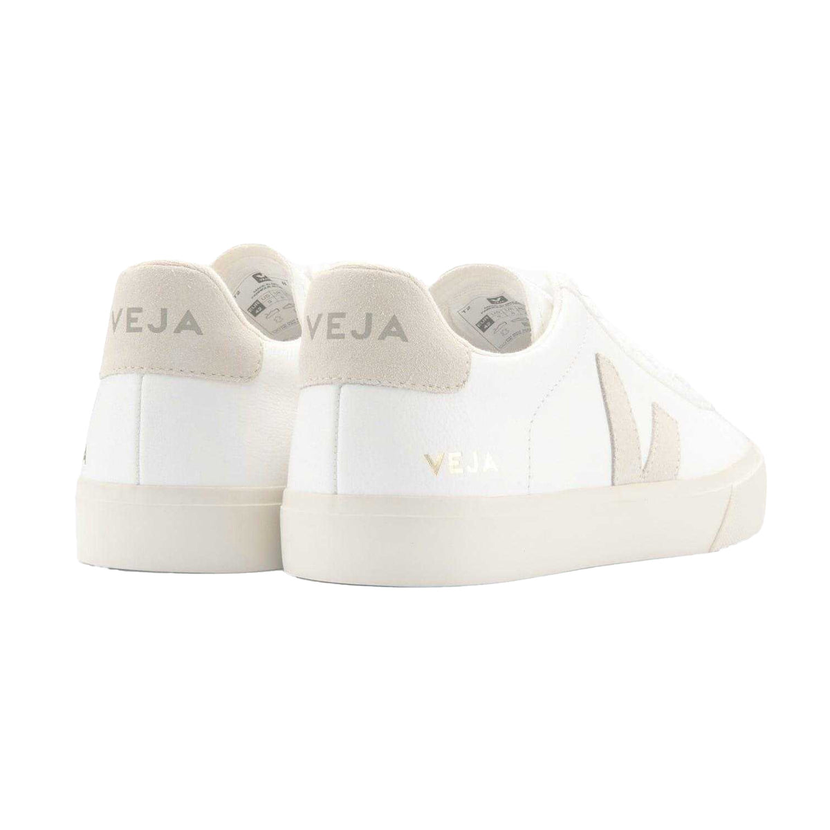White-Natural - Back - Veja Unisex Adult Campo Leather Trainers