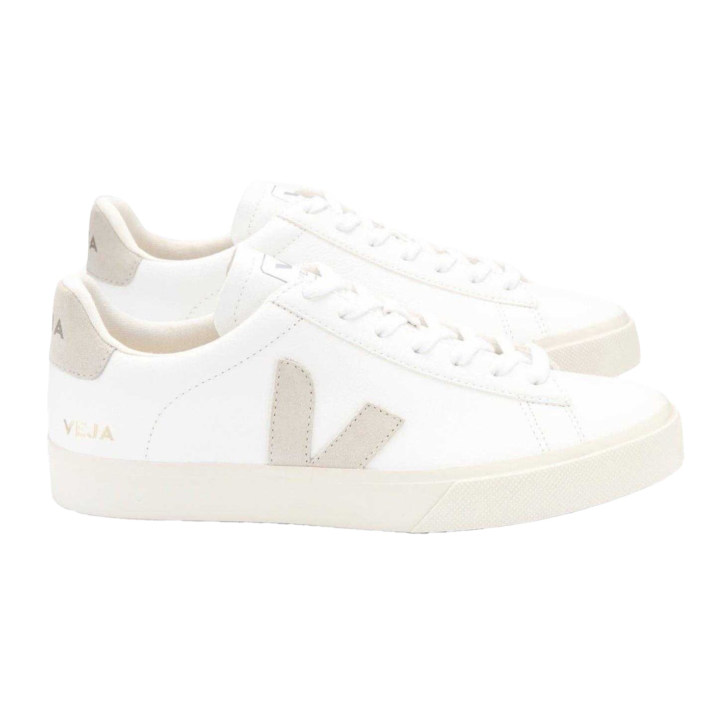 White-Natural - Side - Veja Unisex Adult Campo Leather Trainers