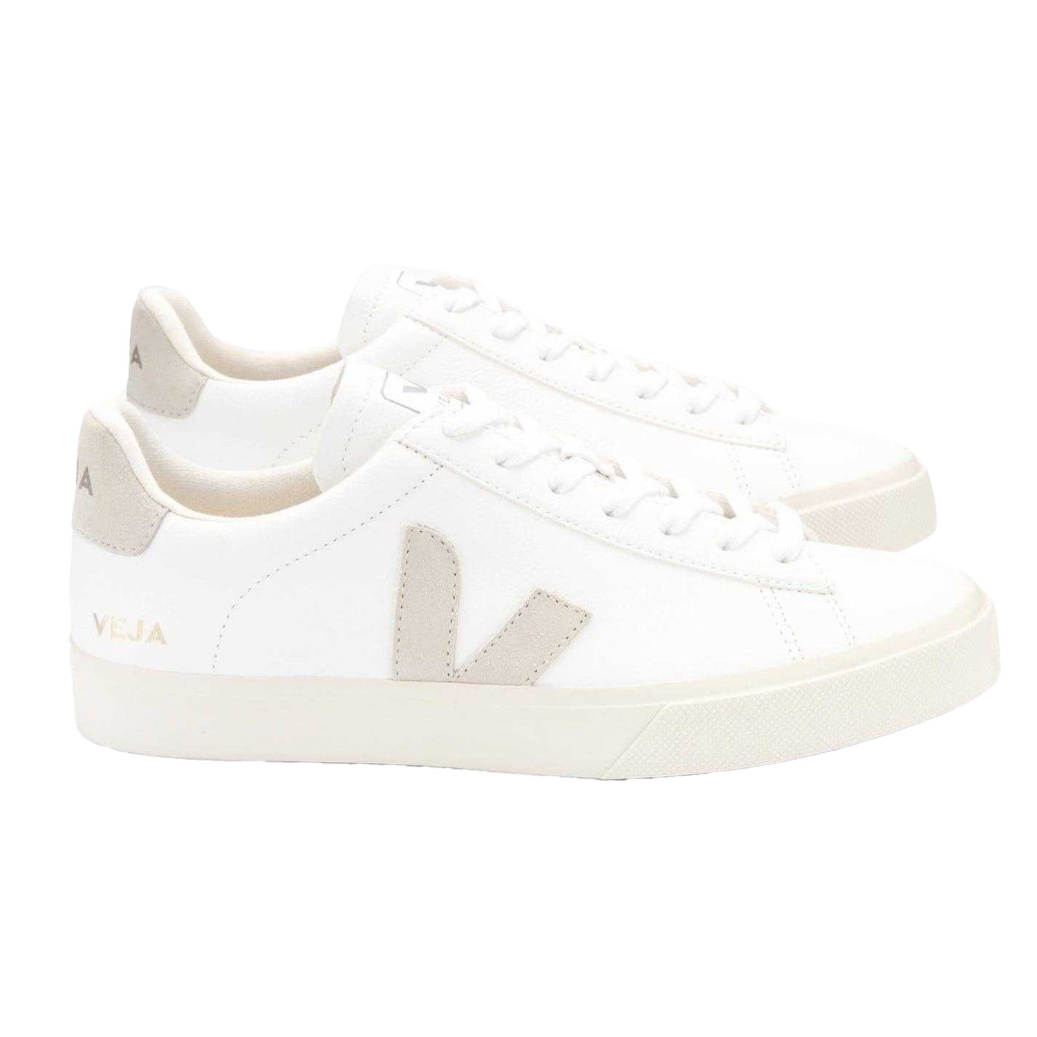 White-Natural - Side - Veja Unisex Adult Campo Leather Trainers