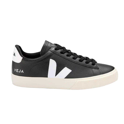Black-White - Front - Veja Unisex Adult Campo Leather Trainers