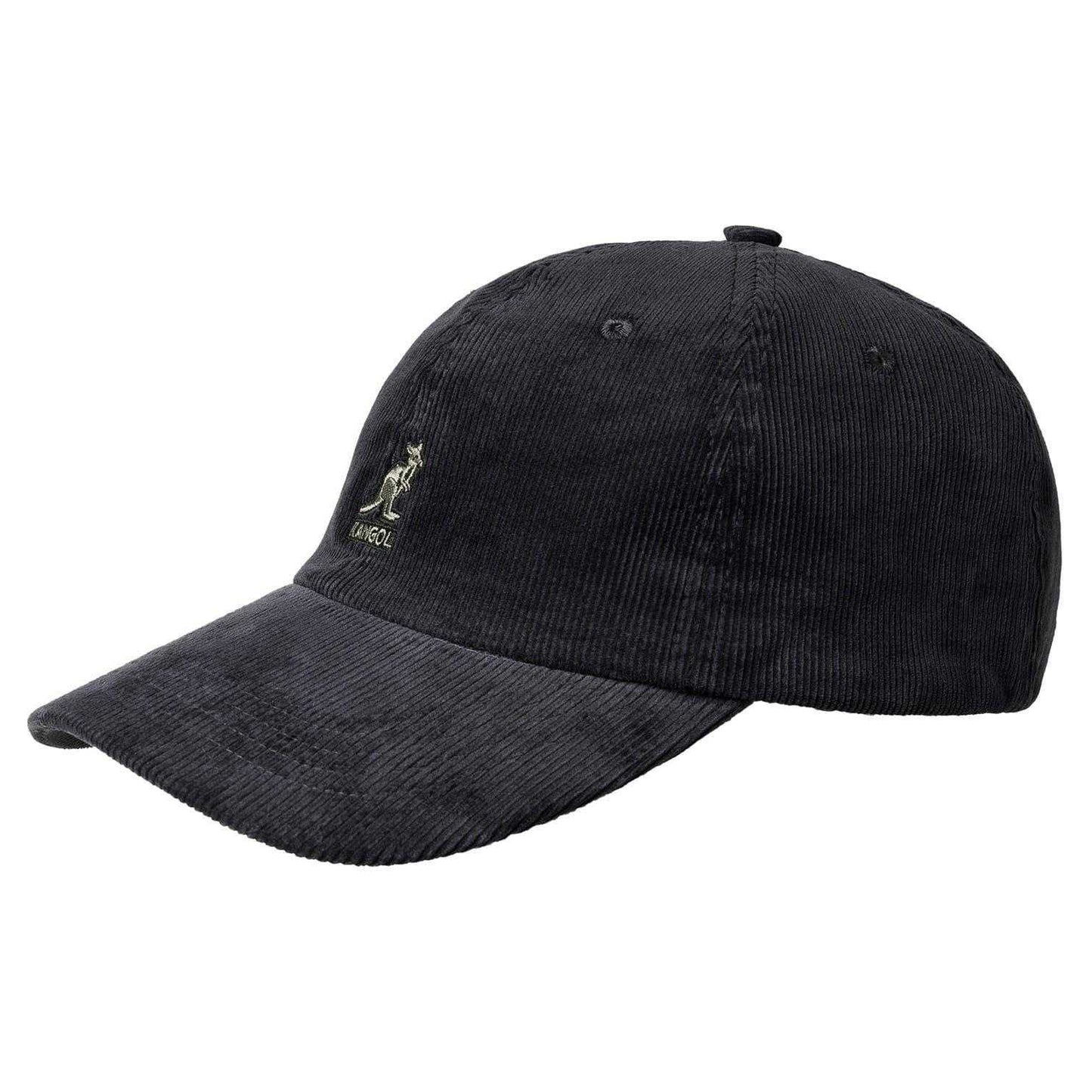 Black - Front - Kangol Embroidered Logo Corduroy Baseball Cap