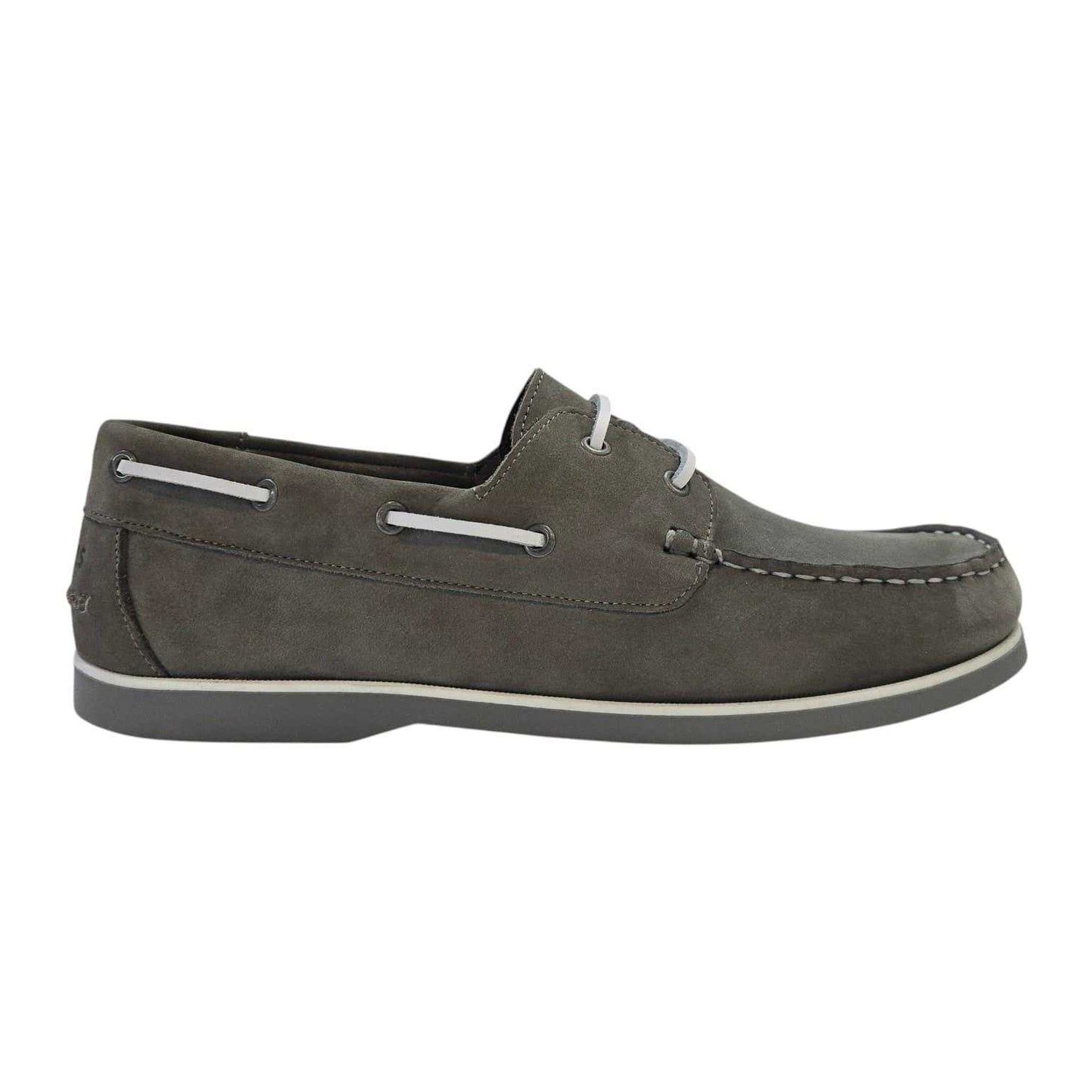 Grey - Front - Jack Wills Mens Leather Boat Shoes