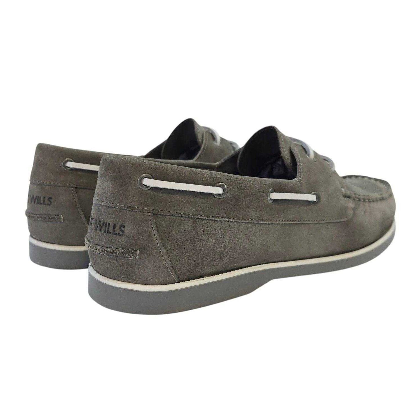 Grey - Back - Jack Wills Mens Leather Boat Shoes