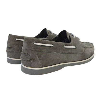 Grey - Back - Jack Wills Mens Leather Boat Shoes
