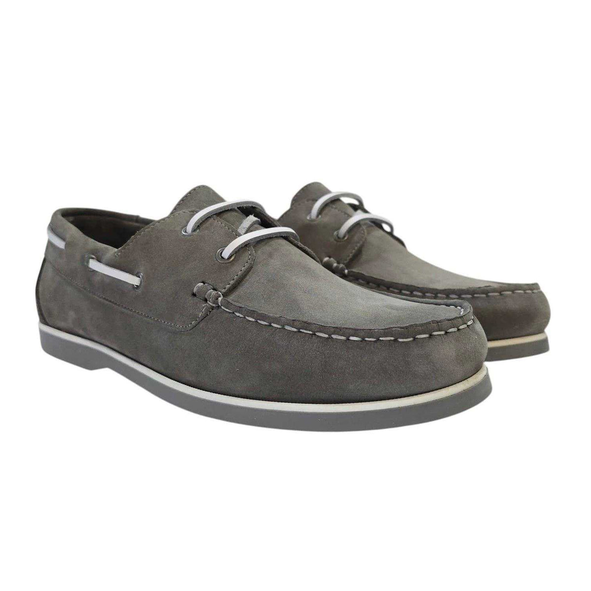 Grey - Pack Shot - Jack Wills Mens Leather Boat Shoes