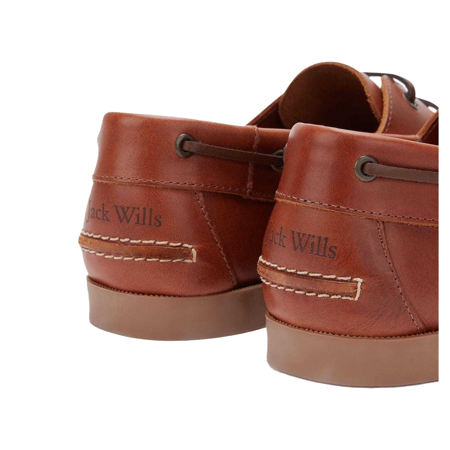 Tan - Back - Jack Wills Mens Leather Boat Shoes