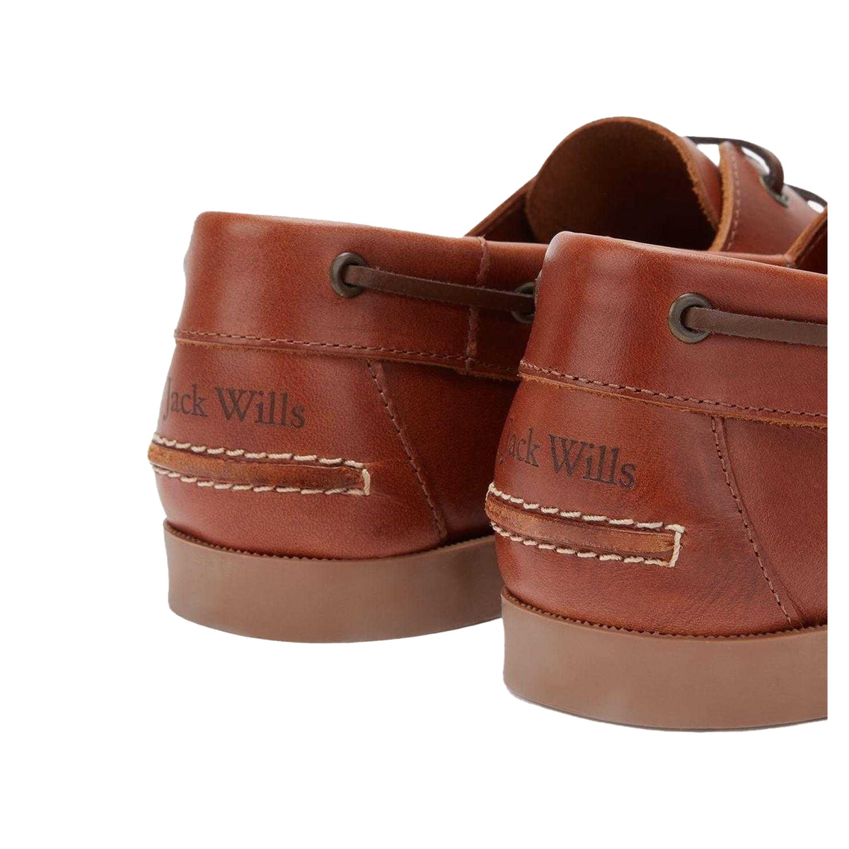 Tan - Back - Jack Wills Mens Leather Boat Shoes