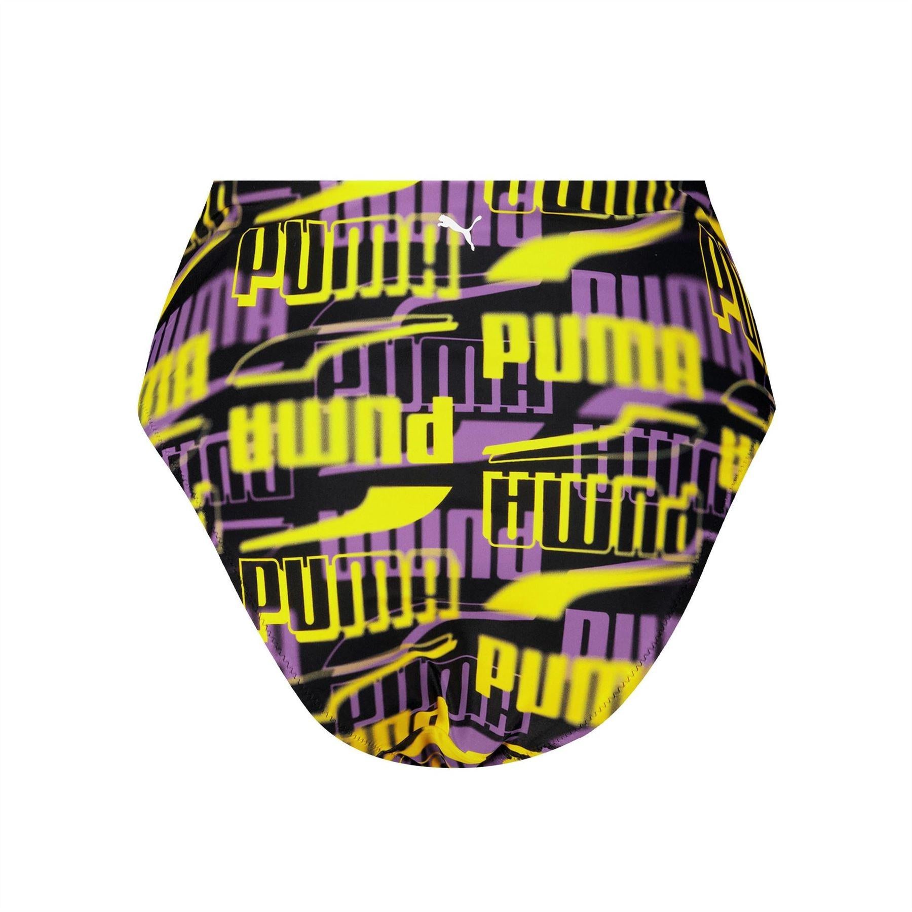 Black - Back - Puma Womens-Ladies Abstract High Waist Bikini Bottoms