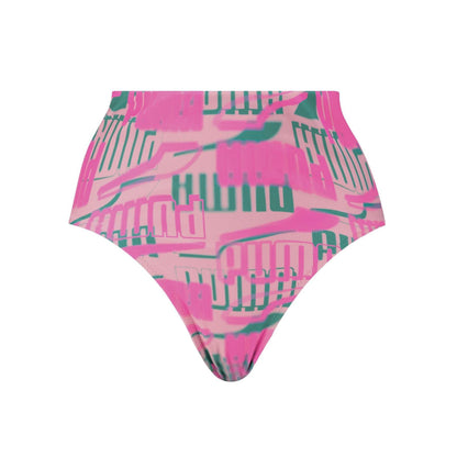Pink - Front - Puma Womens-Ladies Abstract High Waist Bikini Bottoms