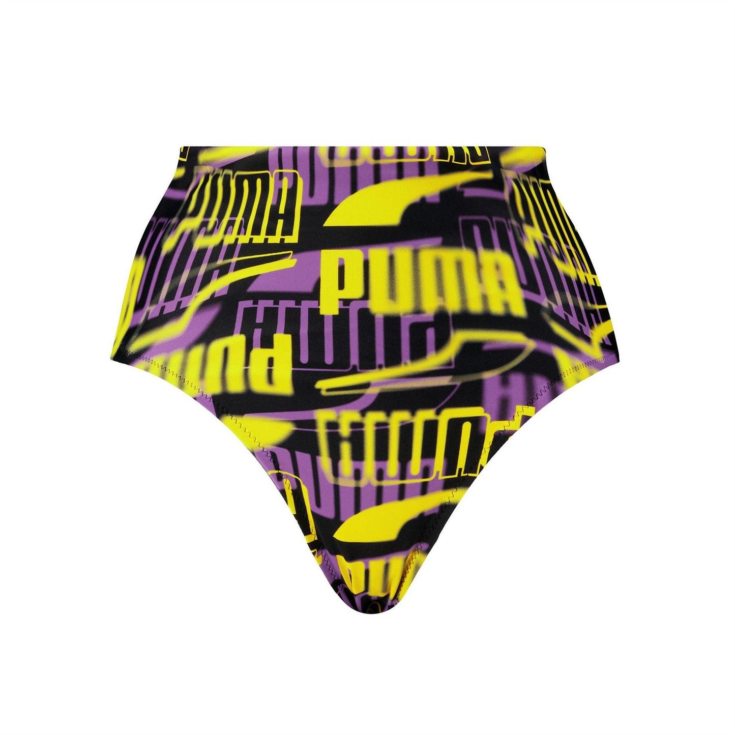 Black - Front - Puma Womens-Ladies Abstract High Waist Bikini Bottoms