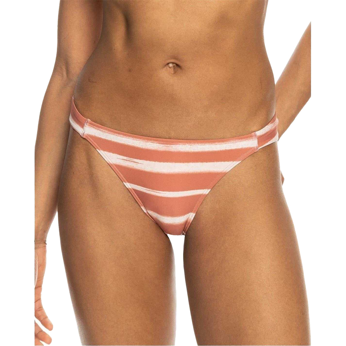 Orange - Side - Roxy Womens-Ladies Striped Low Rise Beach Bikini Bottoms