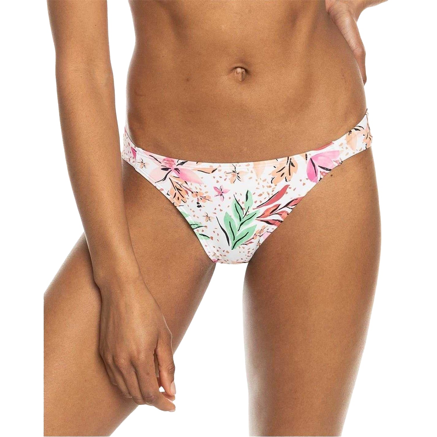 White-Pink - Back - Roxy Womens-Ladies Striped Low Rise Beach Bikini Bottoms