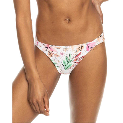 White-Pink - Back - Roxy Womens-Ladies Striped Low Rise Beach Bikini Bottoms
