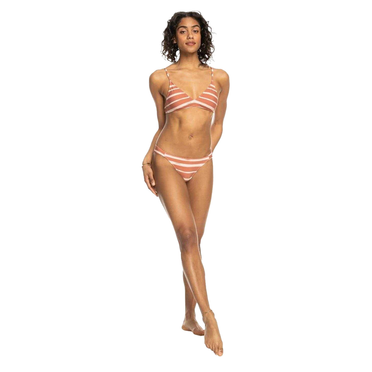 Orange - Pack Shot - Roxy Womens-Ladies Striped Low Rise Beach Bikini Bottoms