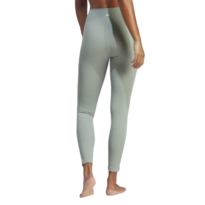 Green - Back - Adidas Womens-Ladies Studio Yoga 7-8 Leggings