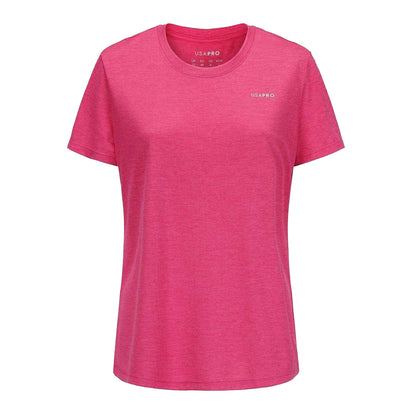 Bright Pink - Front - USA Pro Womens-Ladies Tech C Polyester T-Shirt