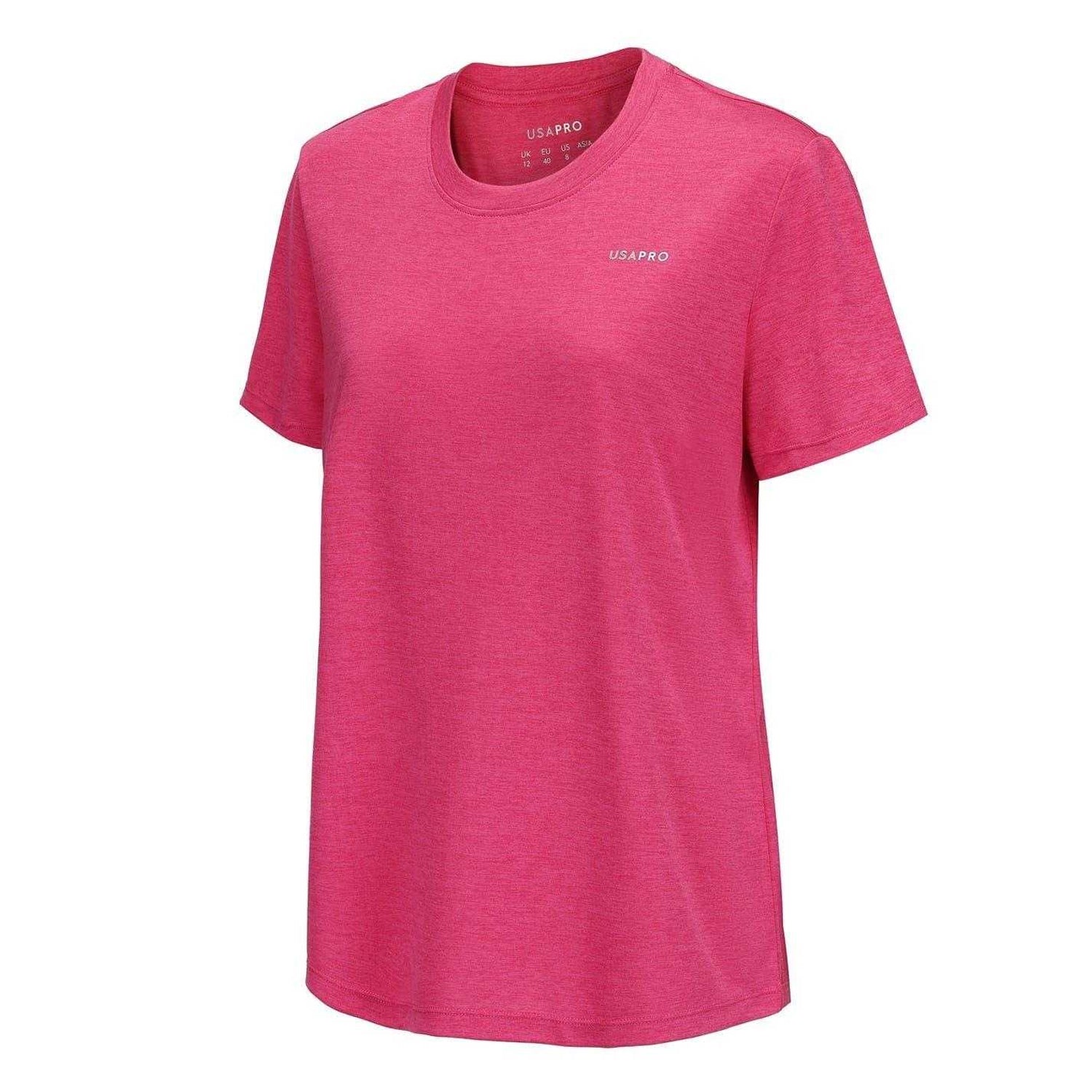 Bright Pink - Side - USA Pro Womens-Ladies Tech C Polyester T-Shirt