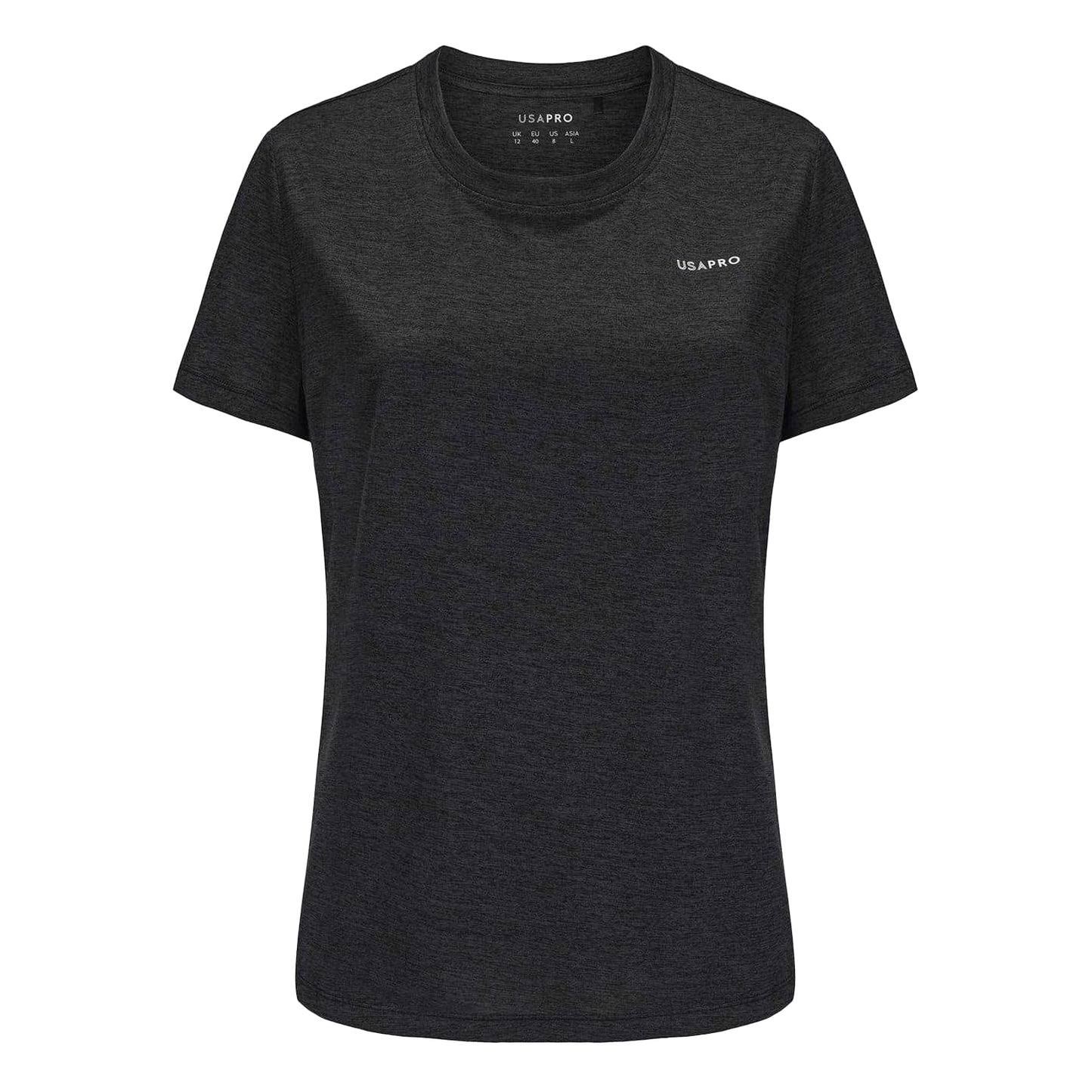 Black - Front - USA Pro Womens-Ladies Tech C Polyester T-Shirt