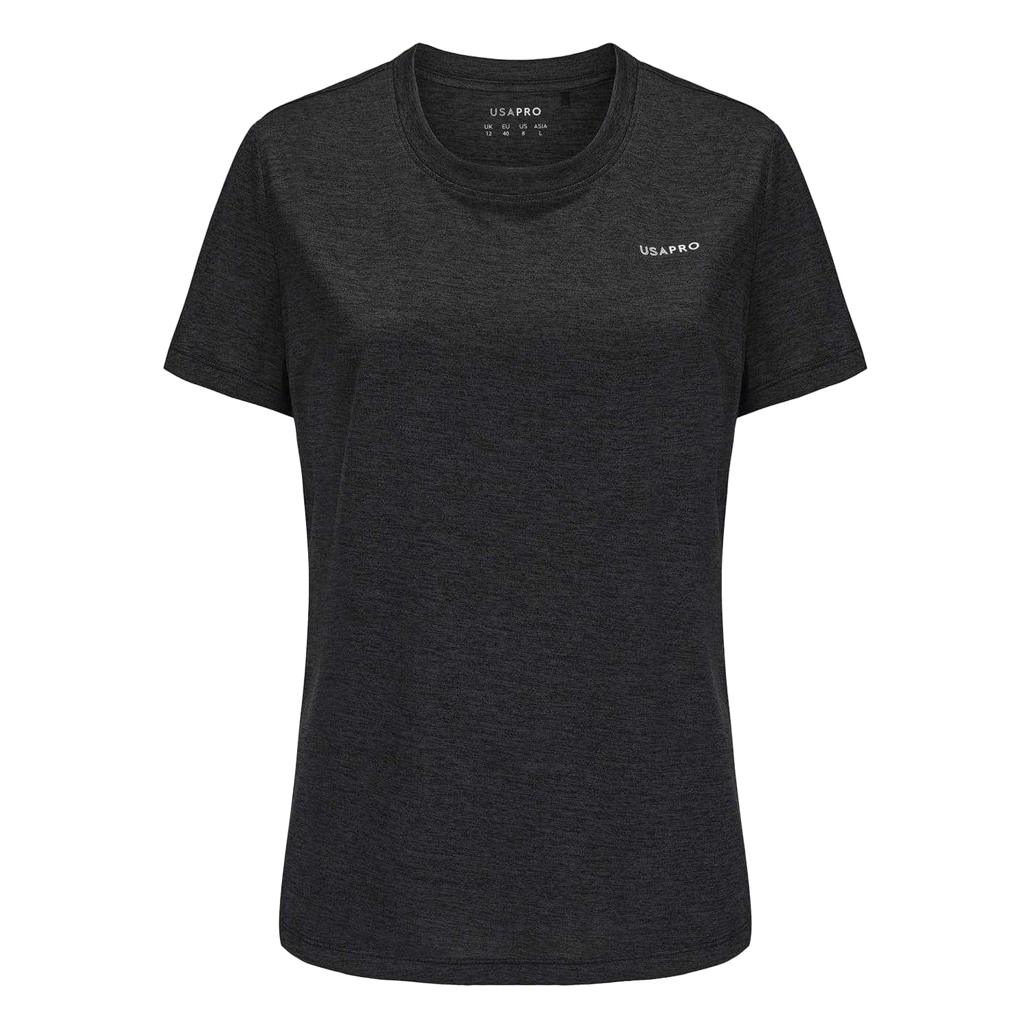 Black - Front - USA Pro Womens-Ladies Tech C Polyester T-Shirt