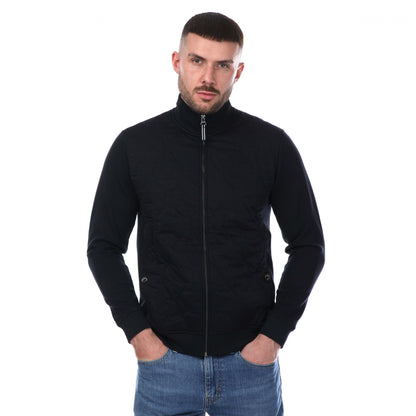 Navy - Front - Mercery Mens Elgar Onion Quilt Full Zip Sweatshirt