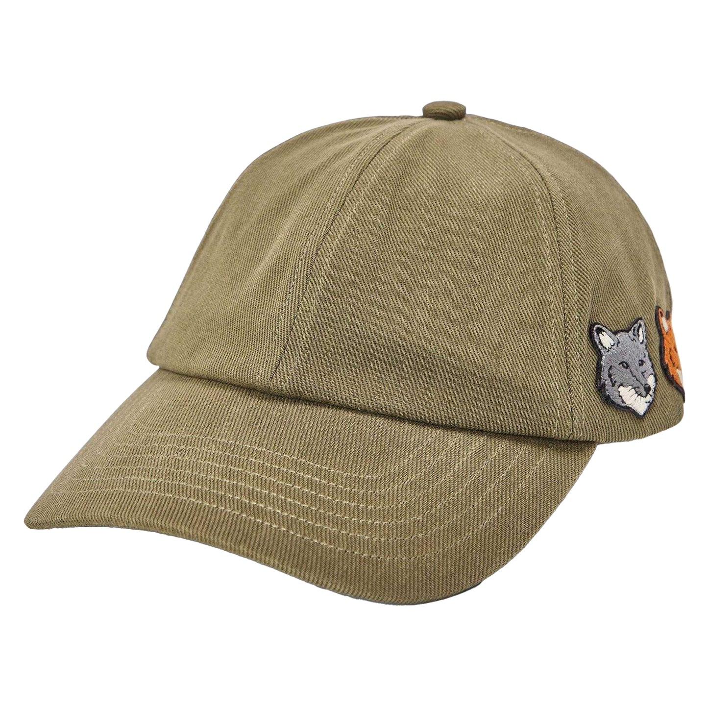 Green - Front - Maison Kitsuné Mens Double Fox Head Baseball Cap